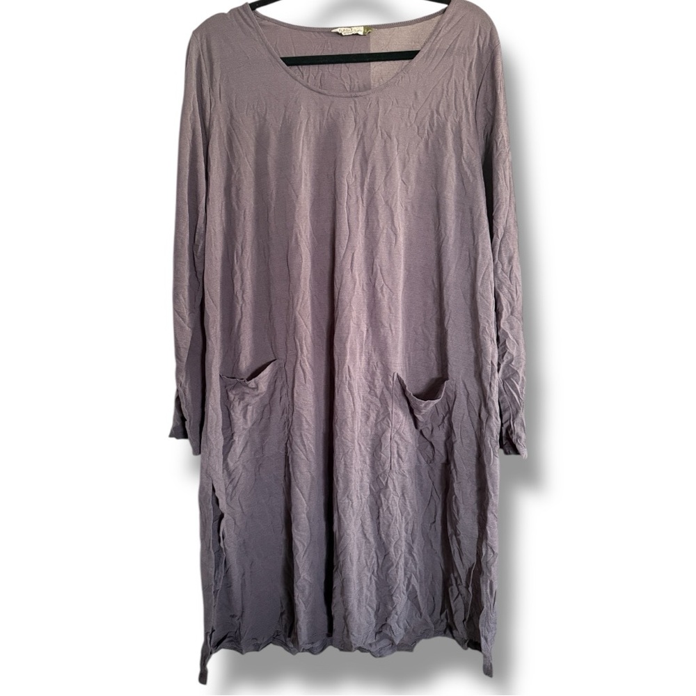 Chalet Et Ceci Lagenlook Crinkle Dress Pockets Gray Size Large